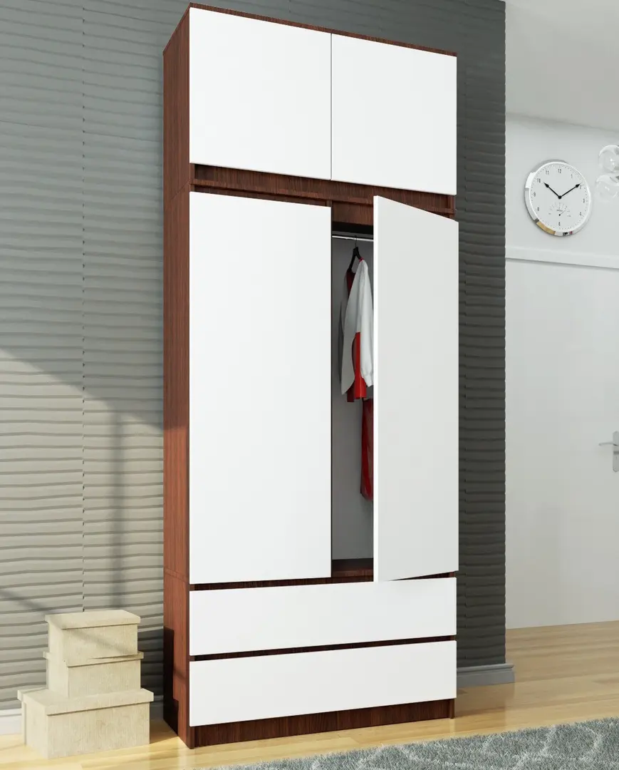 Dulap cu mezanin Akord S90 2D 2SZ (Wenge/White)