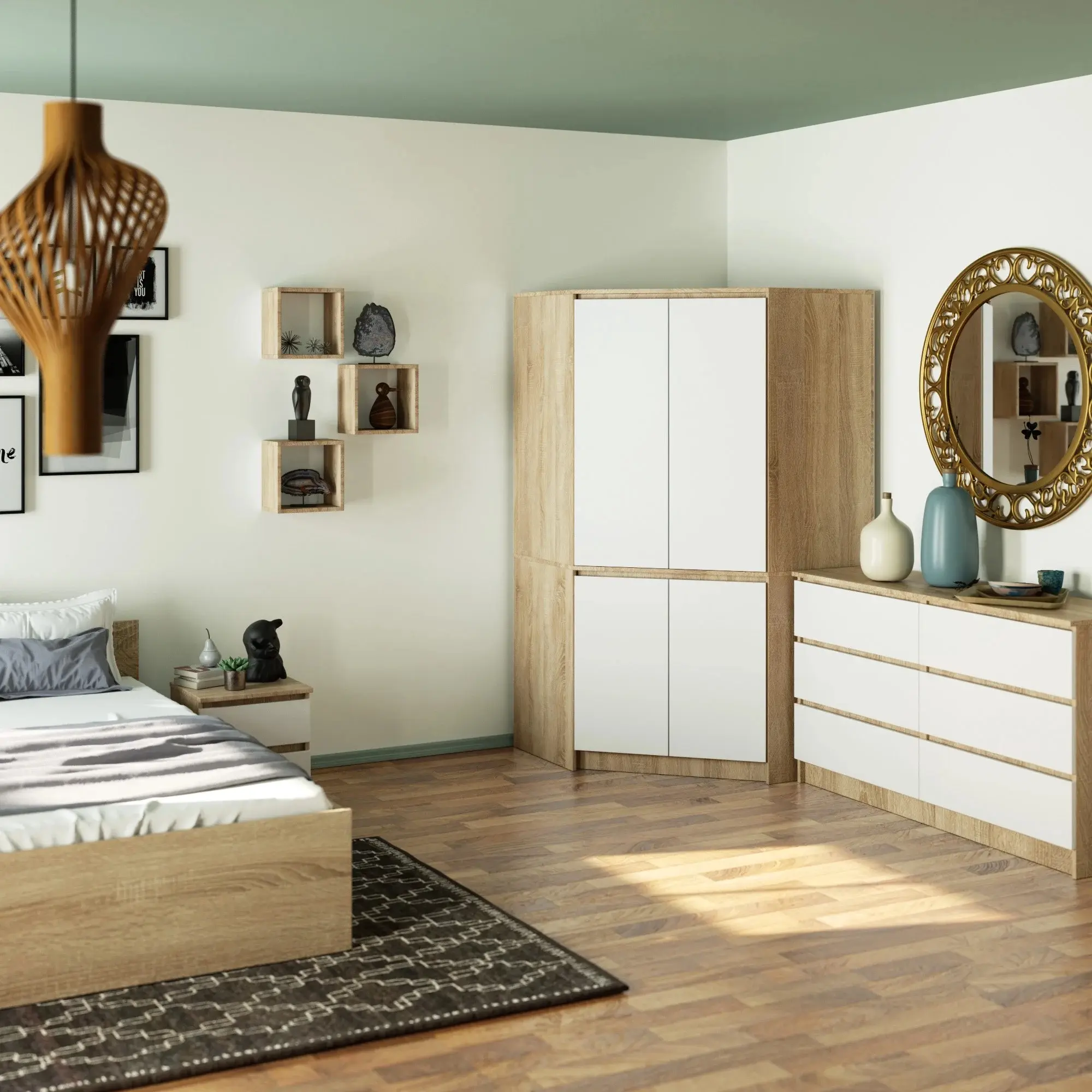 Шкаф угловой Akord S100 4D (Sonoma Oak/White)