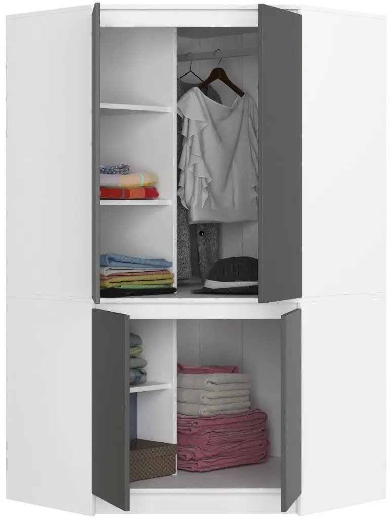 Dulap de colt Akord S100 4D6SH (White/Graphite Grey)