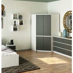 Dulap de colt Akord S100 4D6SH (White/Graphite Grey)