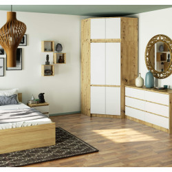 Dulap de colt + Mezanin Akord S100 6D9SH (Artisan Oak/White) Thumb