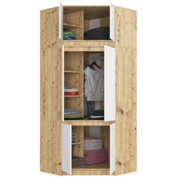 Dulap de colt + Mezanin Akord S100 6D9SH (Artisan Oak/White) Thumb