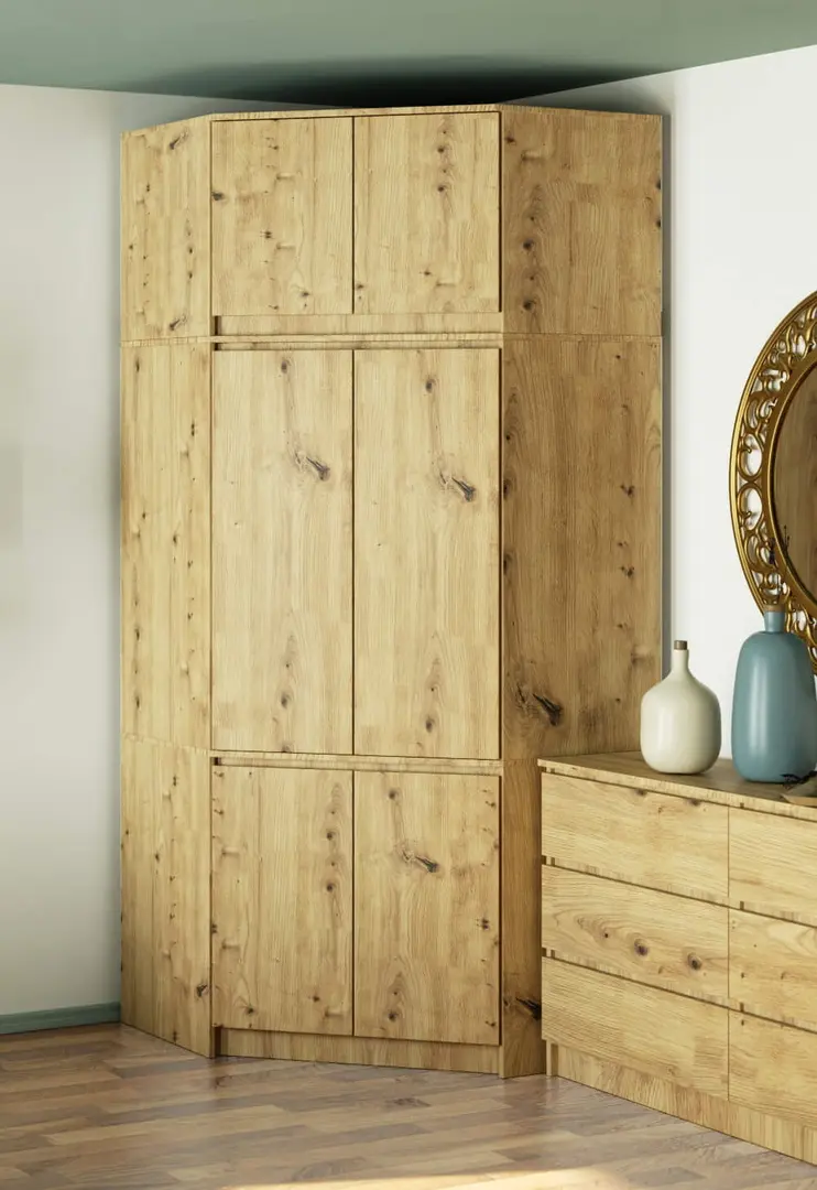 Dulap de colt + Mezanin Akord S100 6D9SH (Artisan Oak)