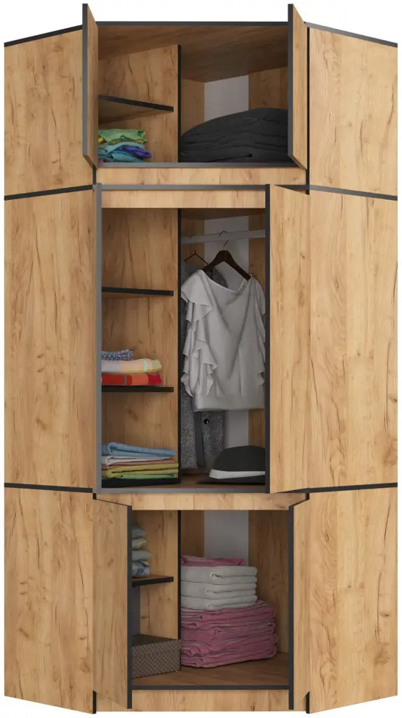 Шкаф угловой + Антресоль Akord S100 6D9SH (Craft Oak)