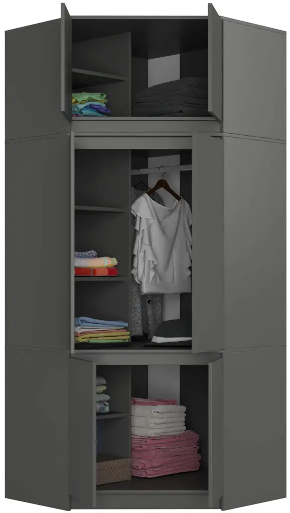 Dulap de colt + Mezanin Akord S100 6D9SH (Graphite Grey)