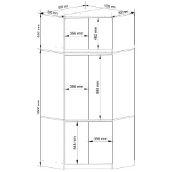 Dulap de colt + Mezanin Akord S100 6D9SH (Graphite Grey) Thumb