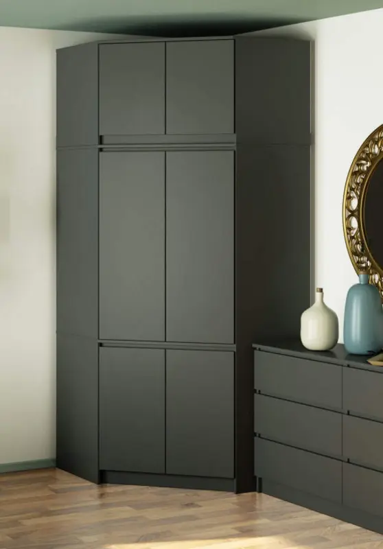 Dulap de colt + Mezanin Akord S100 6D9SH (Graphite Grey)