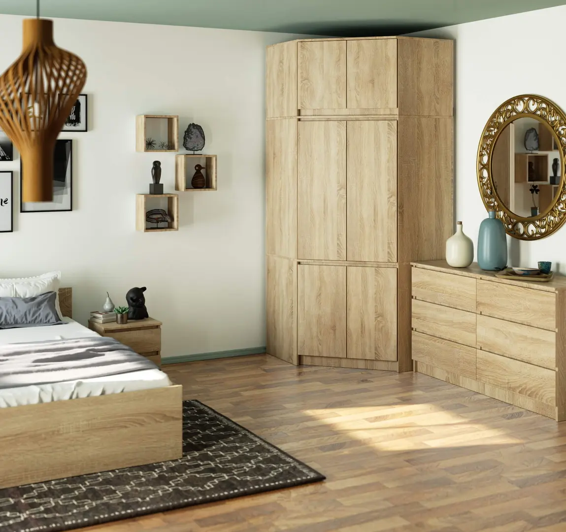 Шкаф угловой + Антресоль Akord S100 6D9SH (Sonoma Oak)