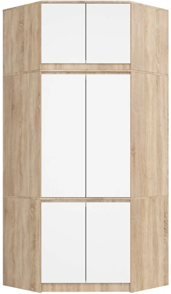 Шкаф угловой + Антресоль Akord S100 6D9SH (Sonoma Oak/White)