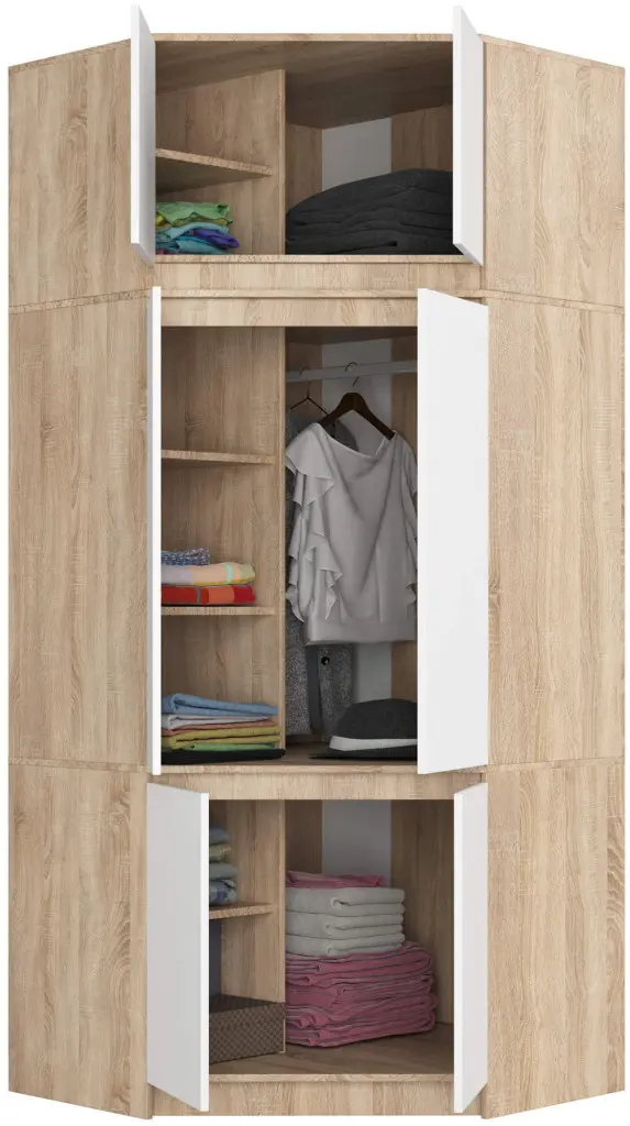 Шкаф угловой + Антресоль Akord S100 6D9SH (Sonoma Oak/White)