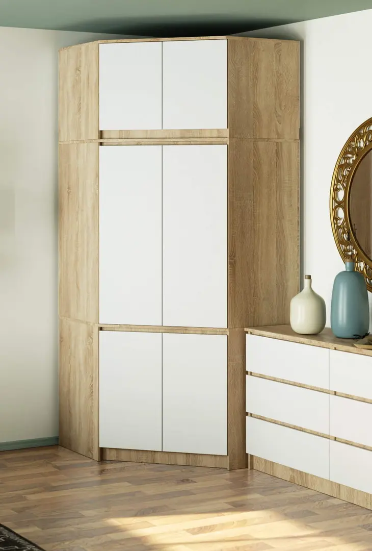 Шкаф угловой + Антресоль Akord S100 6D9SH (Sonoma Oak/White)