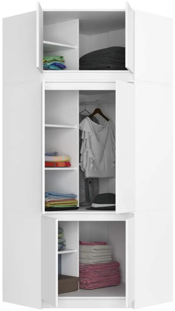 Dulap de colt + Mezanin Akord S100 6D9SH (White)