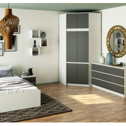 Dulap de colt + Mezanin Akord S100 6D9SH (White/Graphite Grey) Thumb