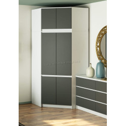 Шкаф угловой + Антресоль Akord S100 6D9SH (White/Graphite Grey)