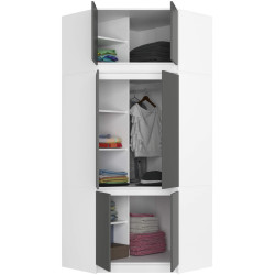 Dulap de colt + Mezanin Akord S100 6D9SH (White/Graphite Grey) Thumb