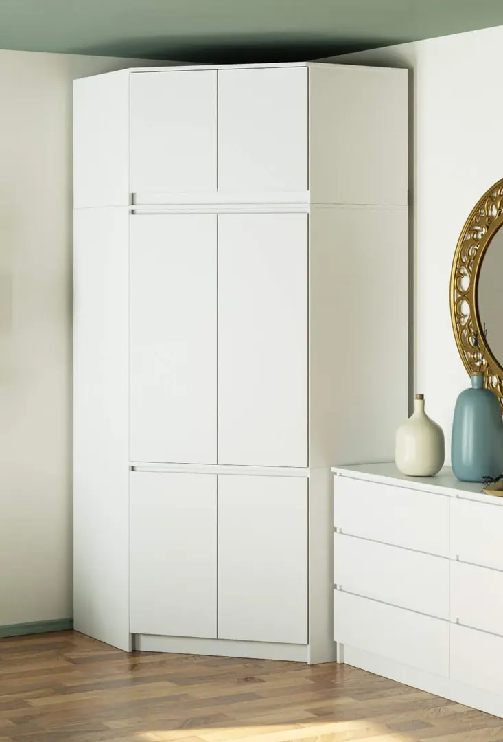 Dulap de colt + Mezanin Akord S100 6D9SH (White)