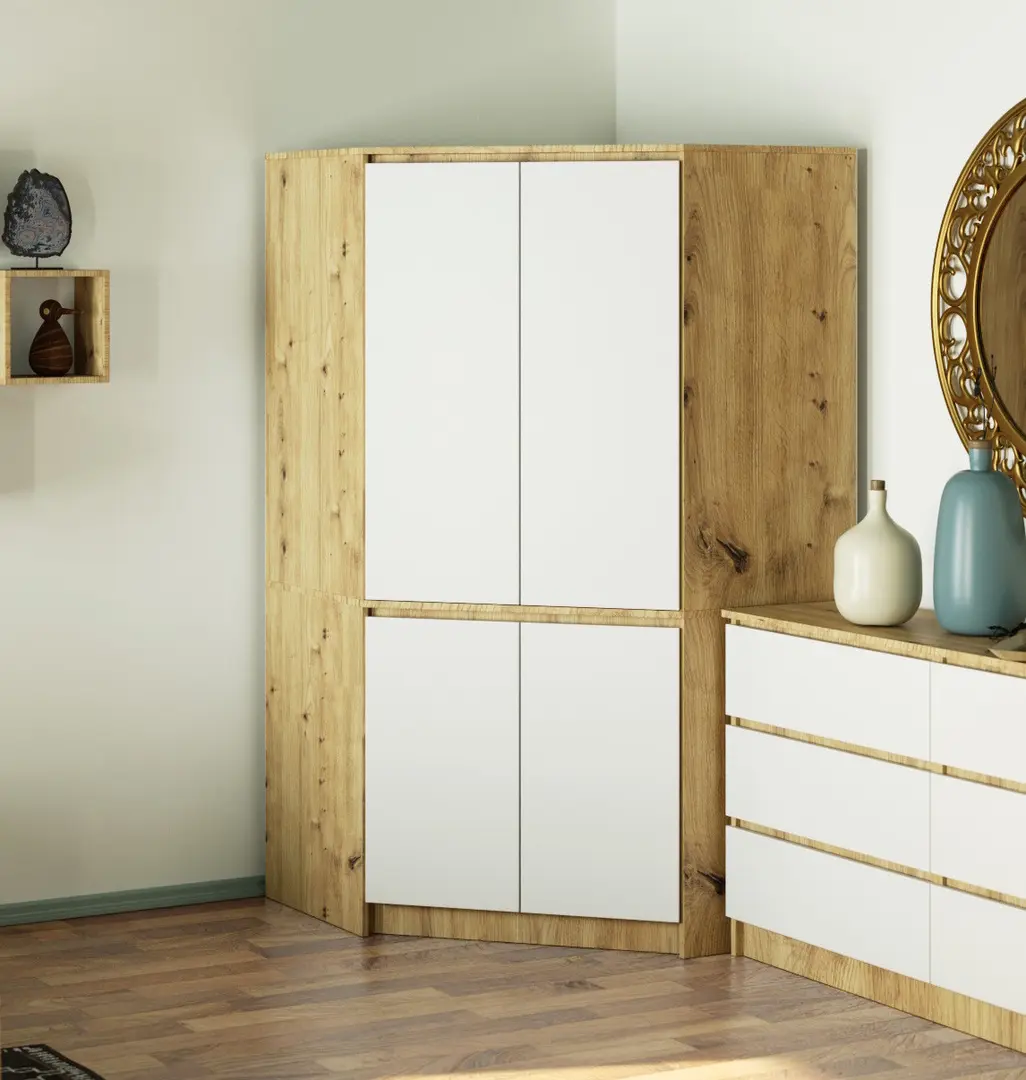 Dulap de colt Akord S100 4D (Artisan Oak/White)