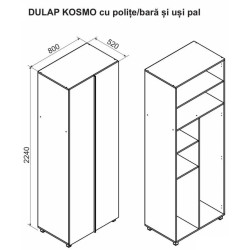 Dulap Ambianta Kosmo polite/bara/PAL 0.8m Thumb