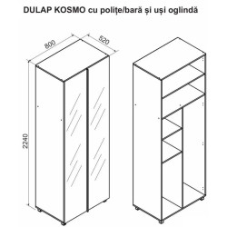 Dulap Ambianta Kosmo polite/bara/oglinda 0.8m Thumb