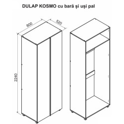 Шкаф Ambianta Kosmo штанга/ДСП 0.8m Thumb