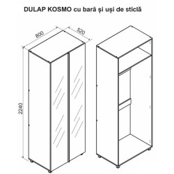 Dulap Ambianta Kosmo bara/sticla 0.8m Thumb