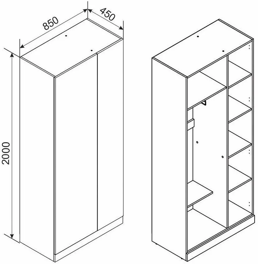 Шкаф Ambianta Palermo 0.85м (Белый/Бардолино)