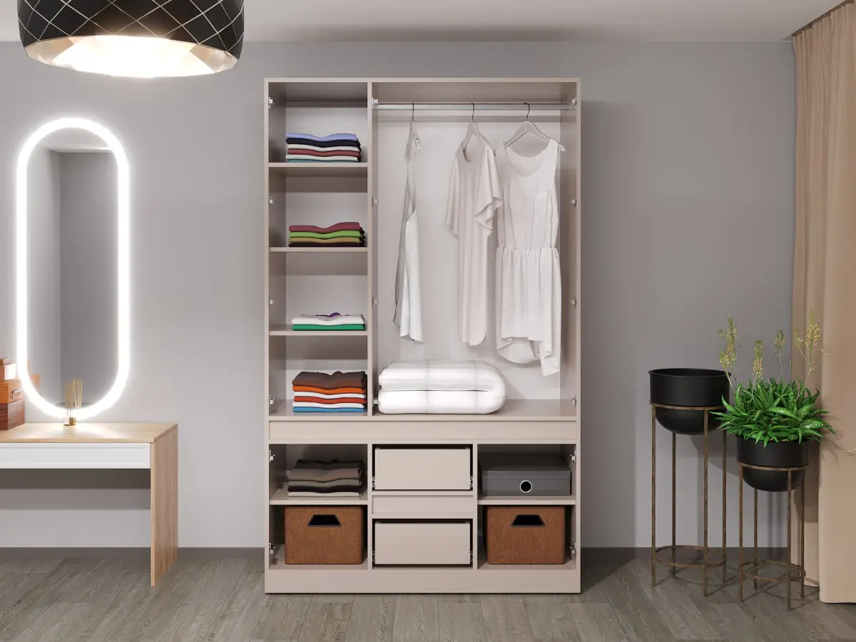 Шкаф Bayro Harmony 1350x2200x550 (White/Gray Stone)