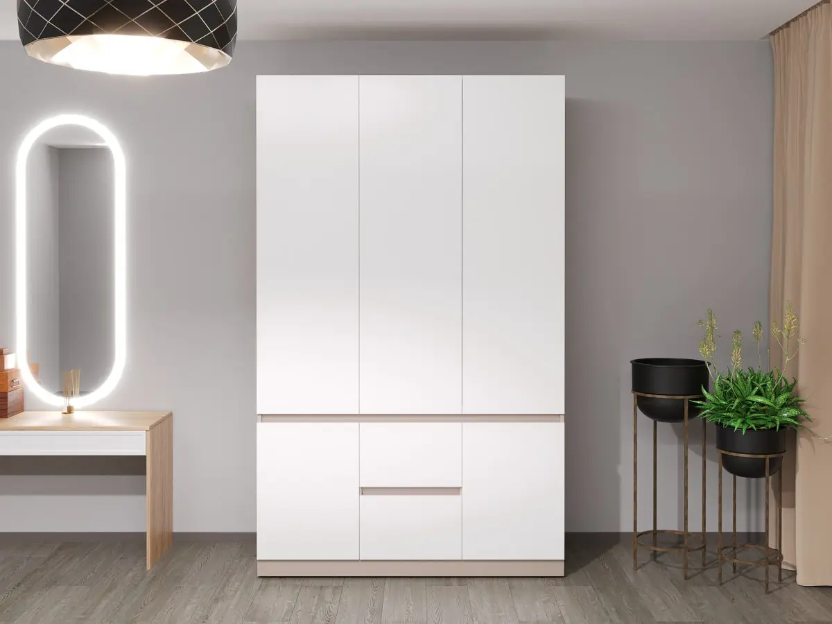 Шкаф Bayro Harmony 1350x2200x550 (White/Gray Stone)