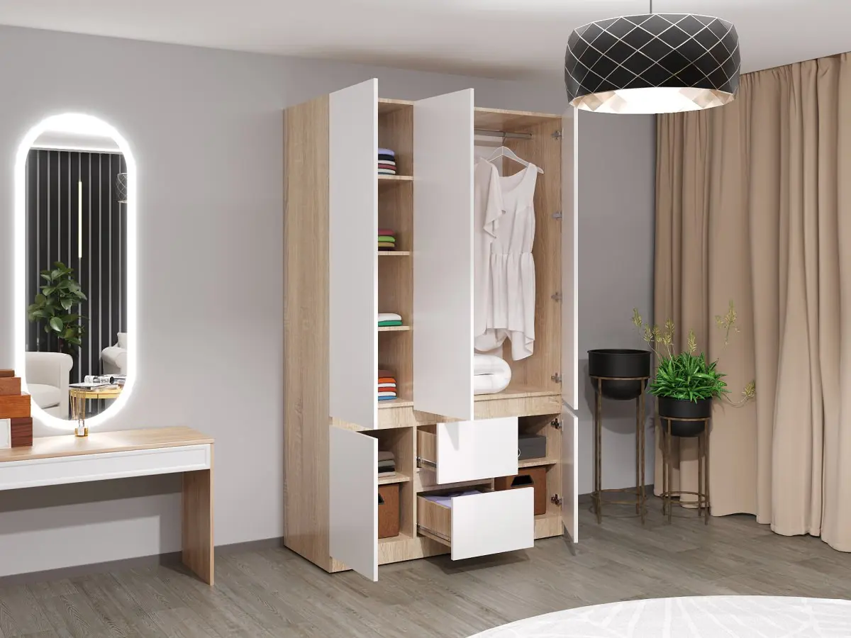 Шкаф Bayro Harmony 1350x2200x550 (White/Sonoma)