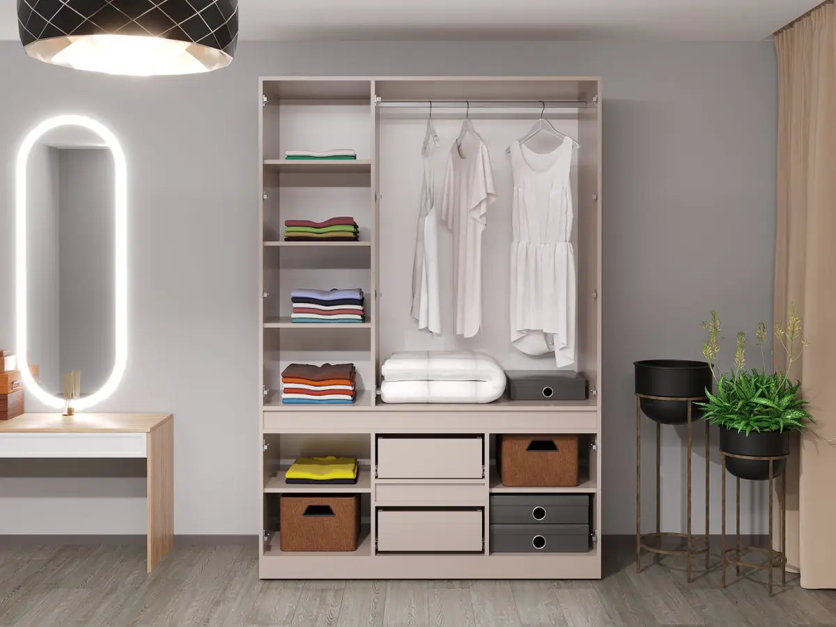 Dulap Bayro Harmony 1500x2200x550 (White/Gray Stone)