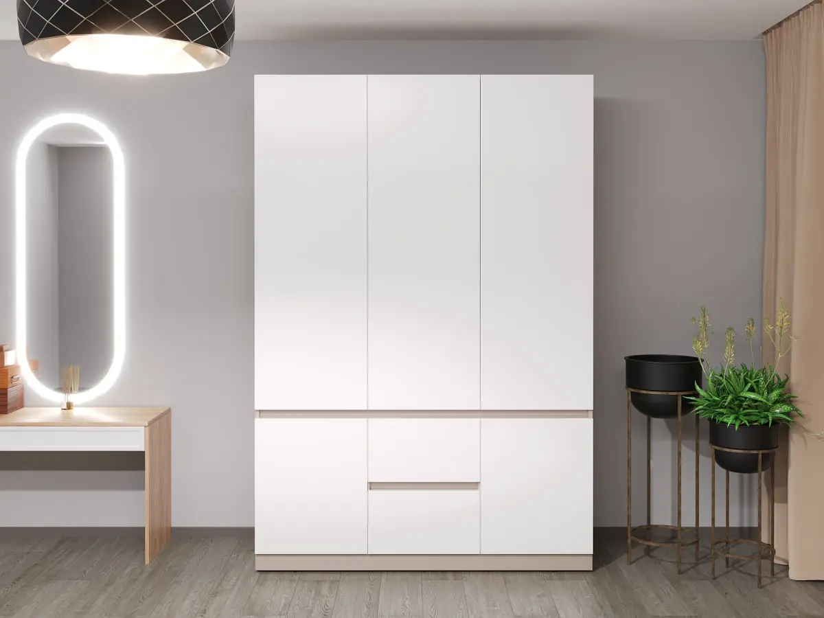 Dulap Bayro Harmony 1500x2200x550 (White/Gray Stone)