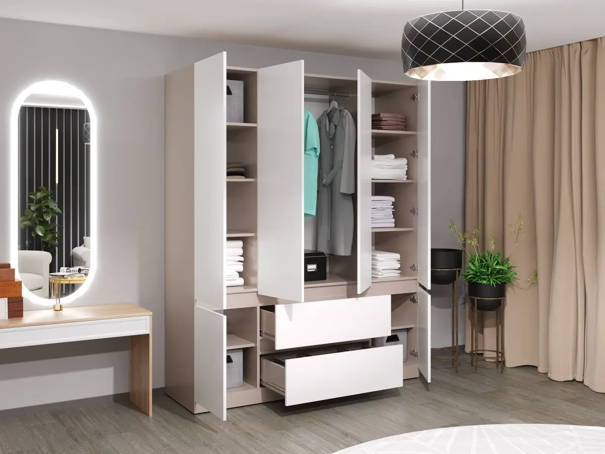 Dulap Bayro Harmony 1800x2200x550 (White/Gray Stone)