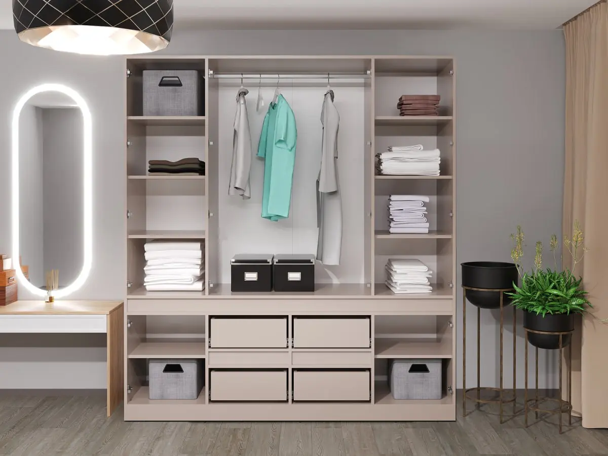 Шкаф Bayro Harmony 2000x2200x550 (White/Gray Stone)