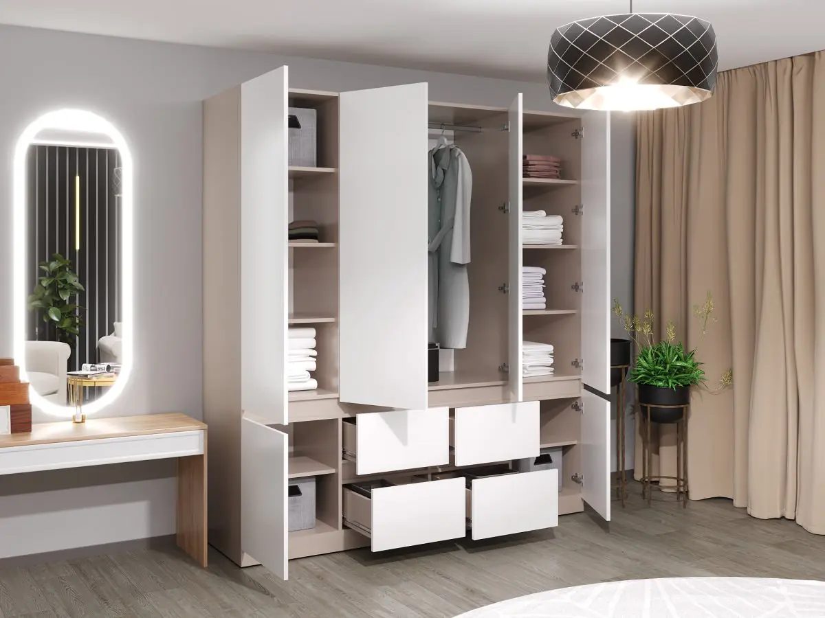 Шкаф Bayro Harmony 2000x2200x550 (White/Gray Stone)