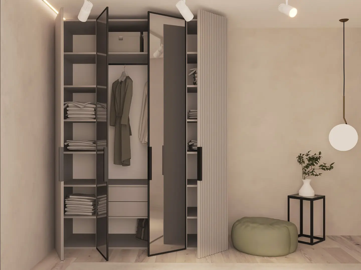 Dulap Bayro Modena 1800x2400x530 oglindă (Gray Stone)