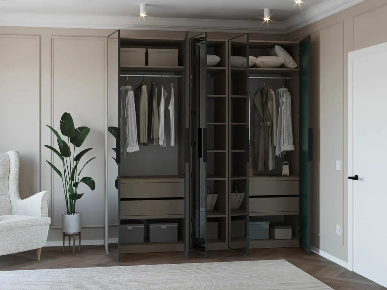 Dulap Bayro Modena 2250x2400x530 oglindă (Gray Stone)