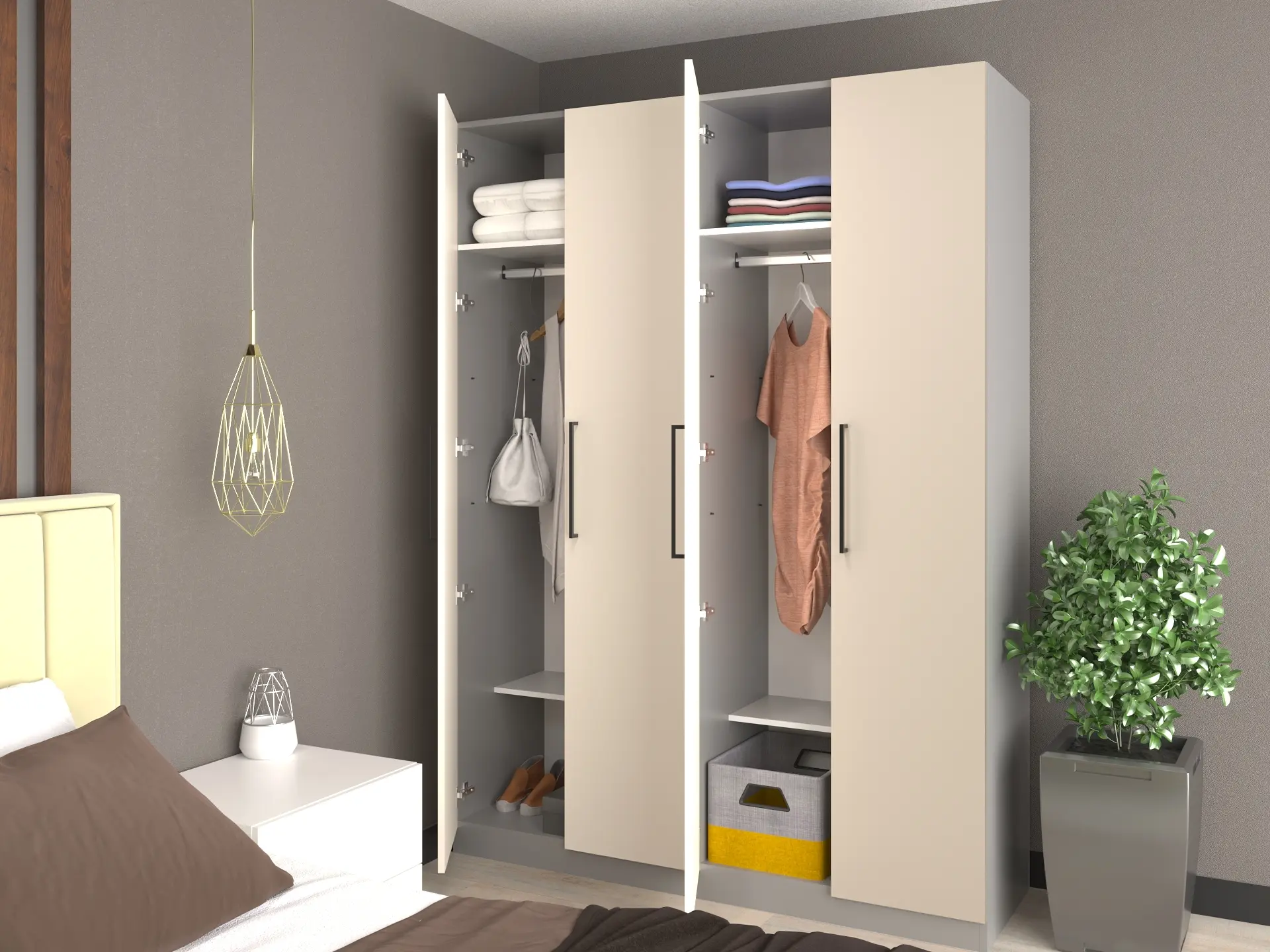 Dulap Bayro Serenity 160x220x52 (Light Cream/Asphalt Grey)