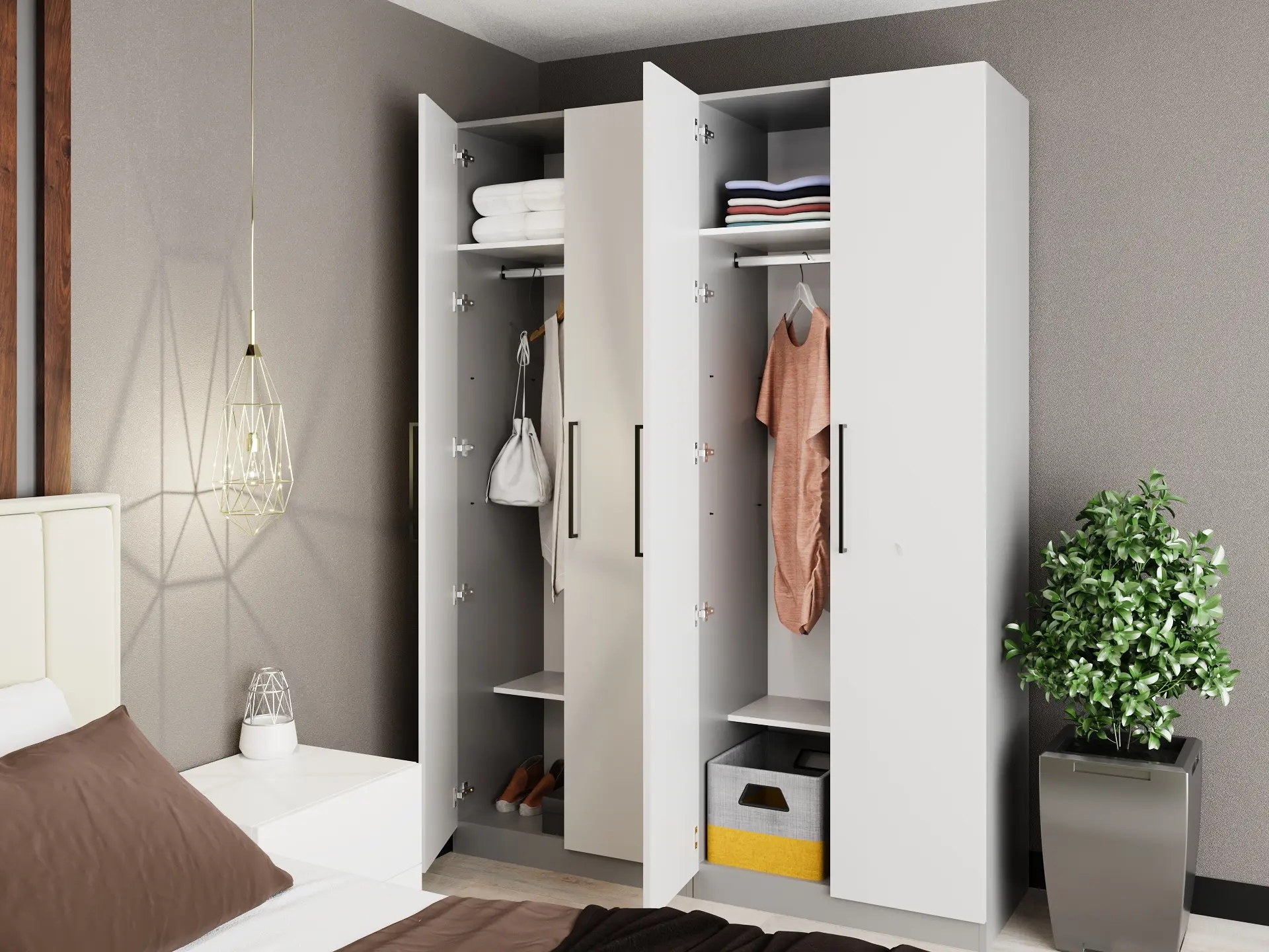 Dulap Bayro Serenity 160x220x52 (Light Grey/Asphalt Grey)