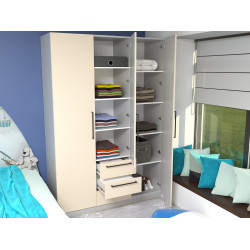 Dulap Bayro Serenity 3 sertare 150x220x52 (Light Cream/Asphalt Grey) Thumb