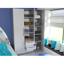 Dulap Bayro Serenity 3 sertare 150x220x52 (Light Grey/Asphalt Grey) Thumb