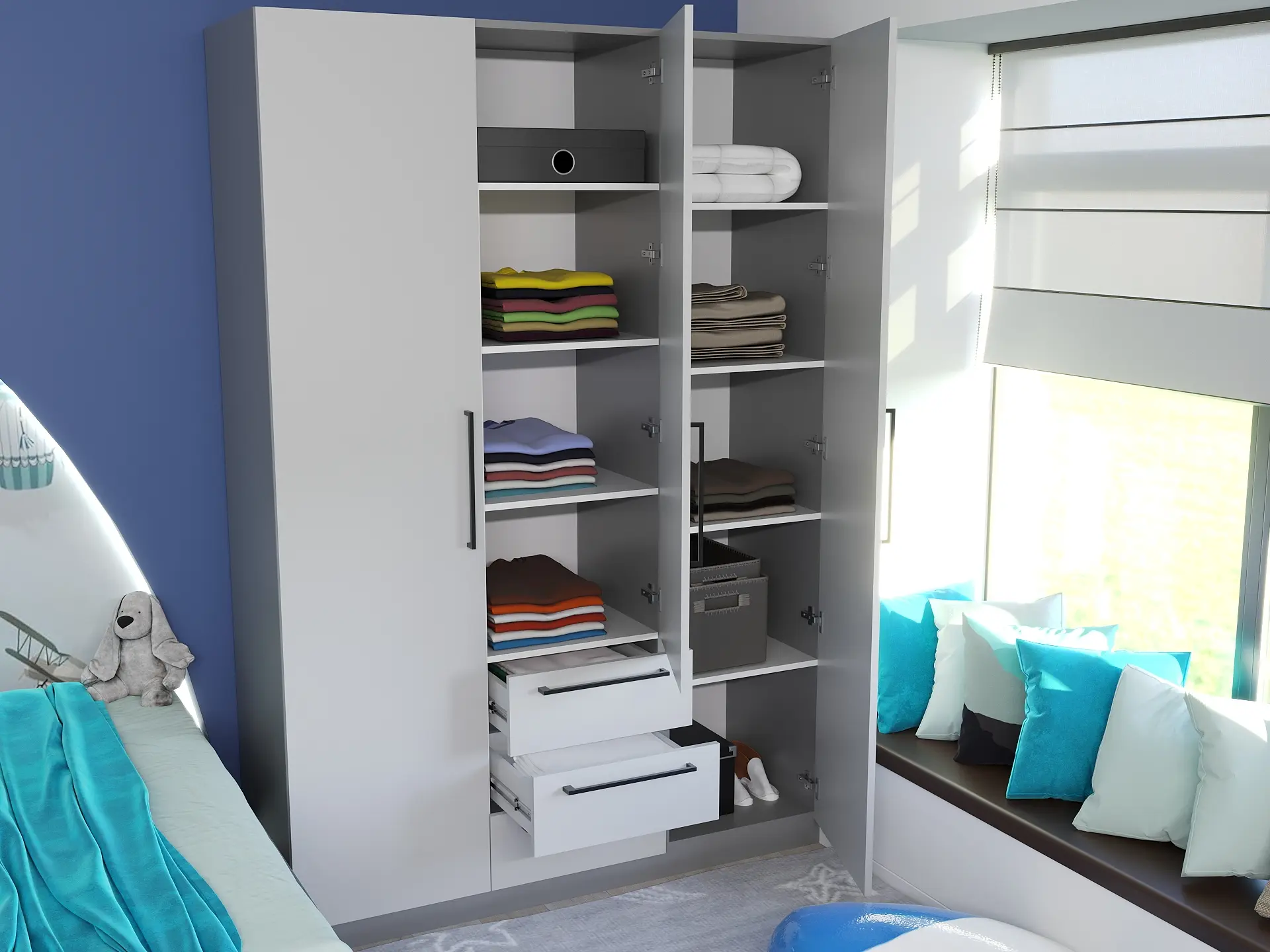 Dulap Bayro Serenity 3 sertare 150x220x52 (Light Grey/Asphalt Grey) - 2