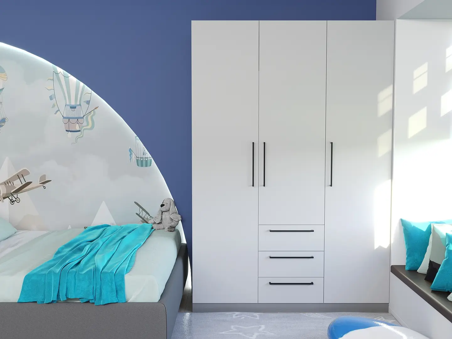 Dulap Bayro Serenity 3 sertare 150x220x52 (Light Grey/Asphalt Grey)