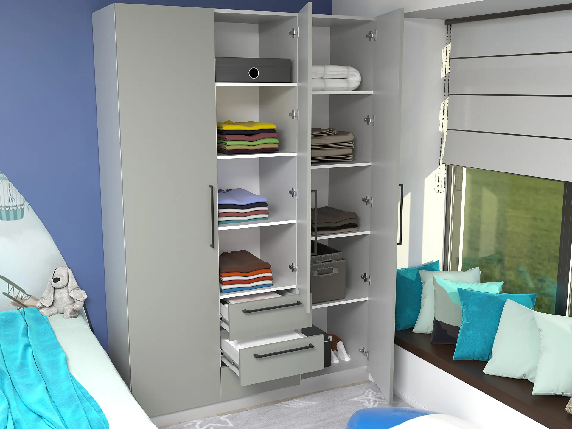 Шкаф Bayro Serenity 3 ящика 150x220x52 (Trend Grey/Asphalt Grey) - 2