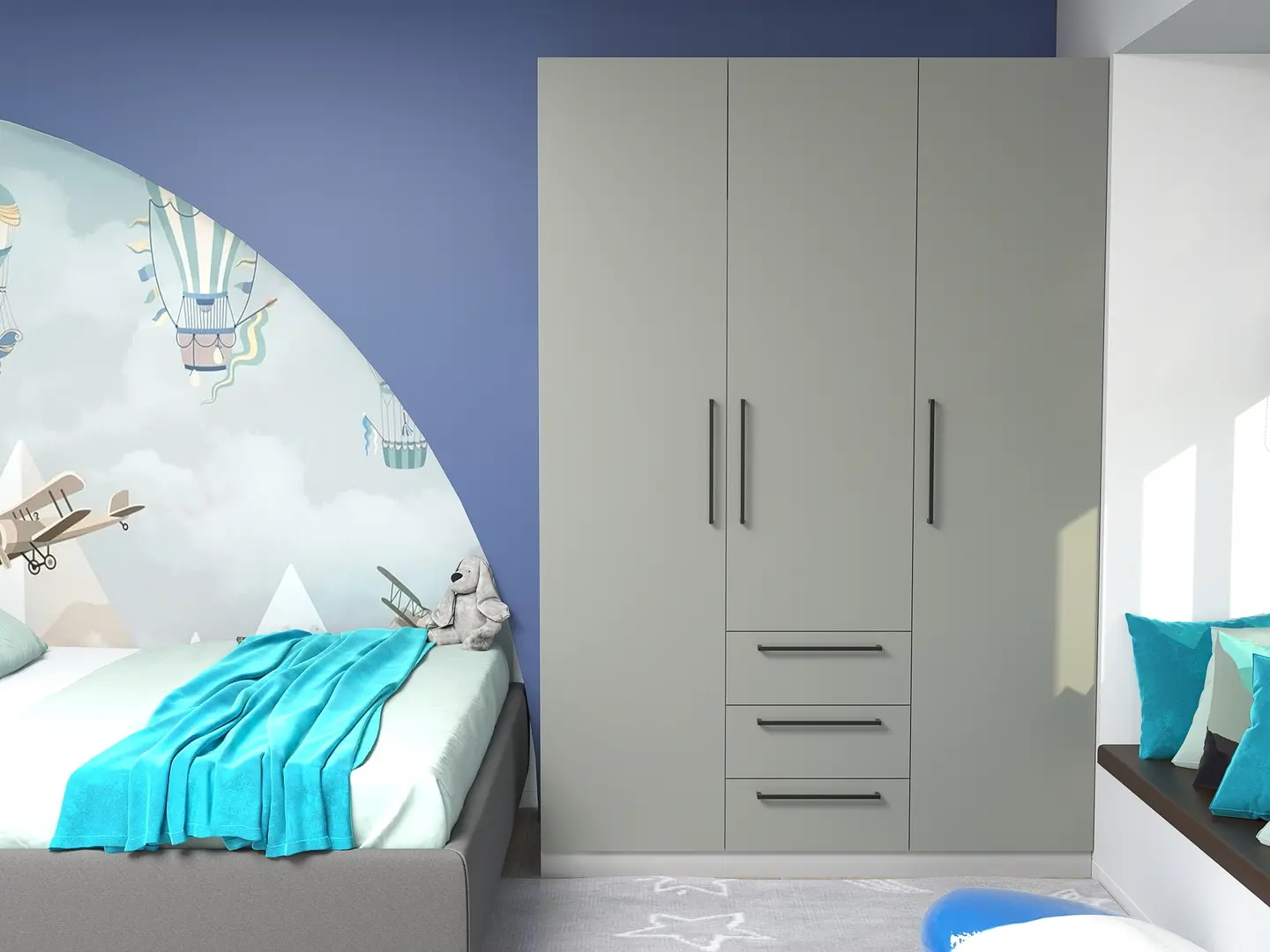 Шкаф Bayro Serenity 3 ящика 150x220x52 (Trend Grey/Asphalt Grey)