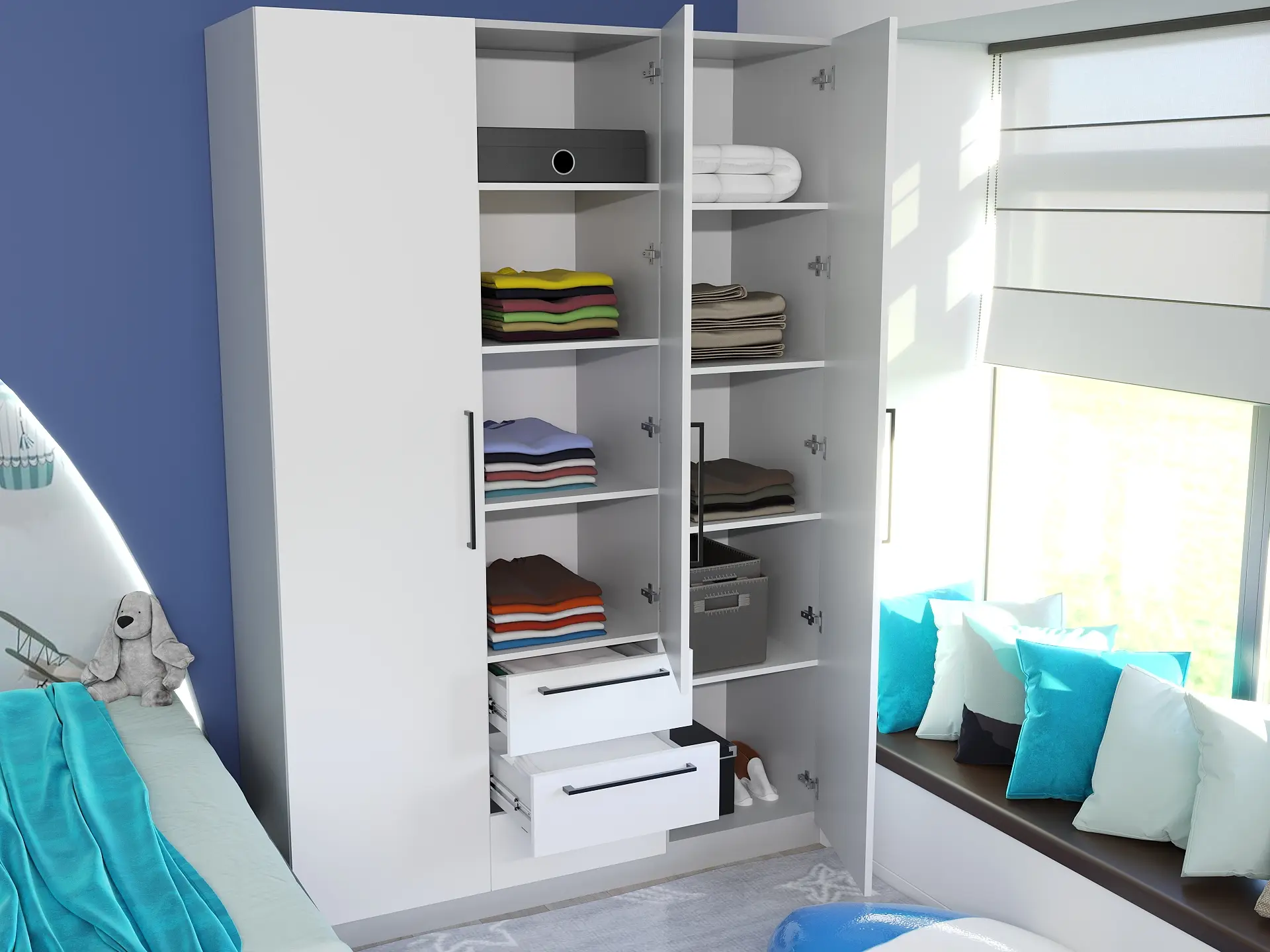 Шкаф Bayro Serenity 3 ящика 150x220x52 (White/Asphalt Grey) - 2