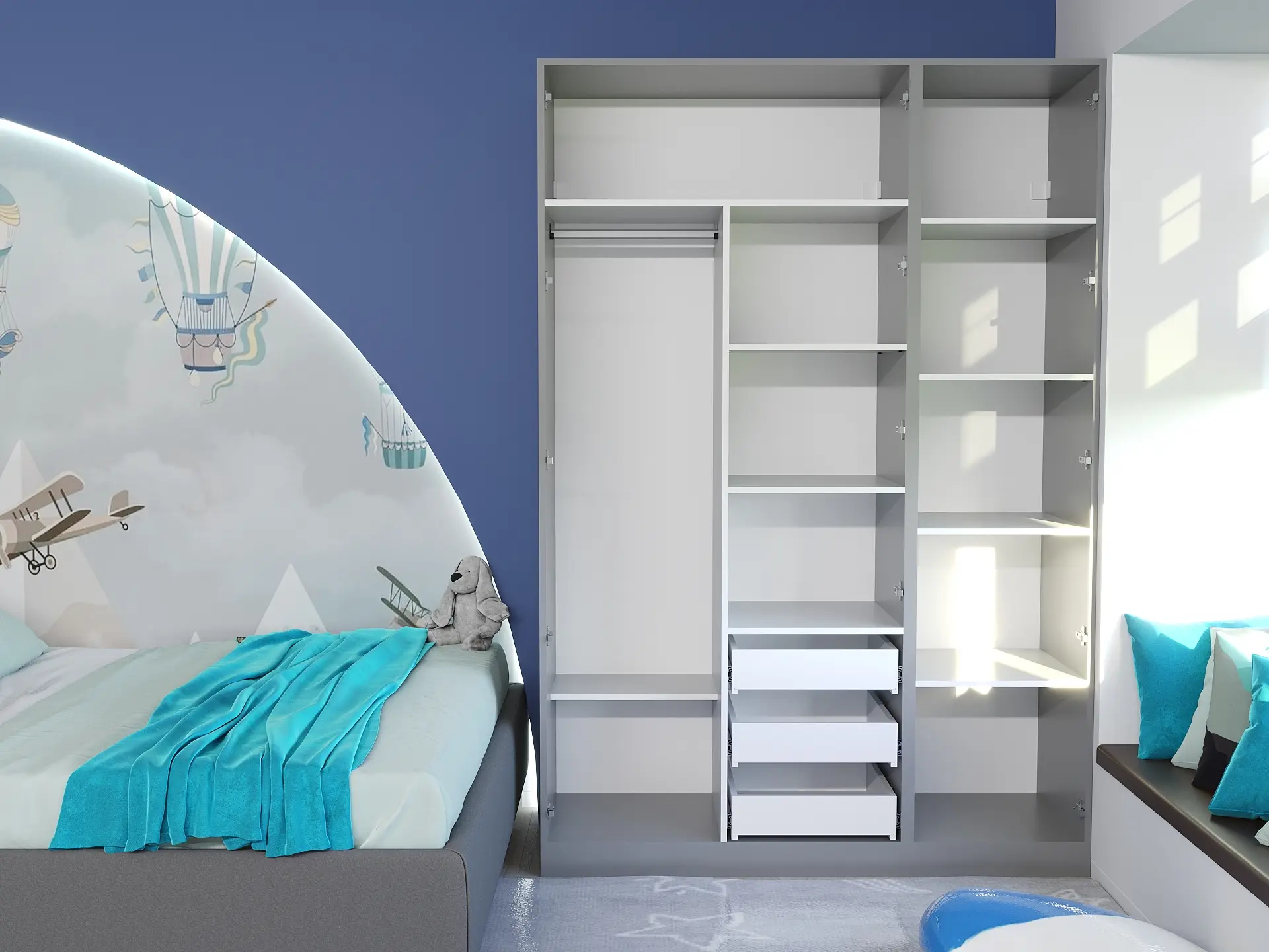 Шкаф Bayro Serenity 3 ящика 150x220x52 (White/Asphalt Grey) - 3