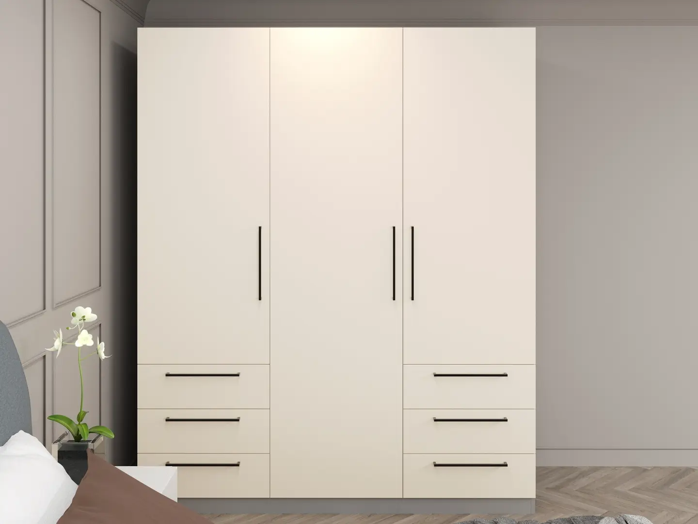 Dulap Bayro Serenity 6 sertare 180x220x52 (Light Cream/Asphalt Grey)