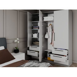 Dulap Bayro Serenity 6 sertare 180x220x52 (Light Grey/Asphalt Grey) Thumb