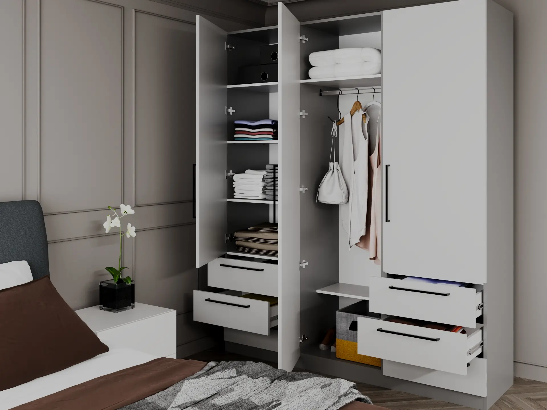 Dulap Bayro Serenity 6 sertare 180x220x52 (Light Grey/Asphalt Grey)