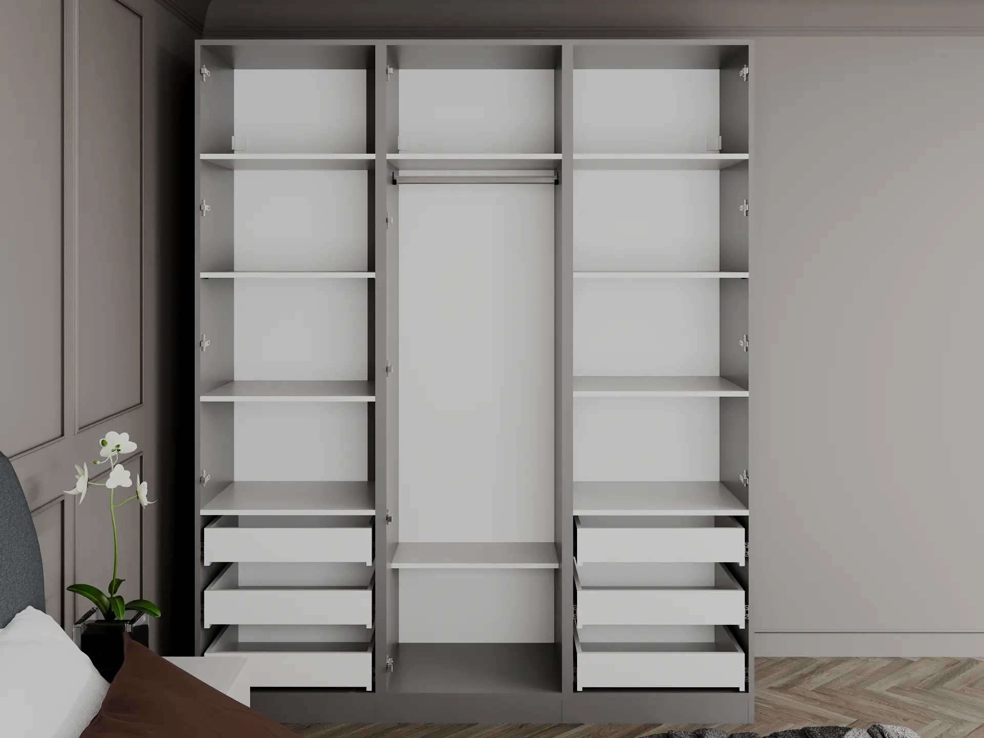 Шкаф Bayro Serenity 6 ящиков 180x220x52 (Trend Grey/Asphalt Grey) - 3